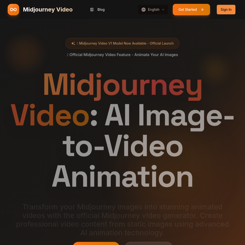 Midjourney Video Generator website screenshot Midjourney Video Generator website screenshot