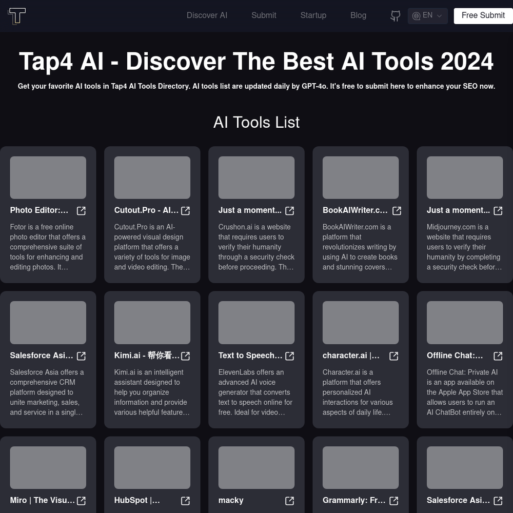 Tap4 website screenshot Tap4 website screenshot