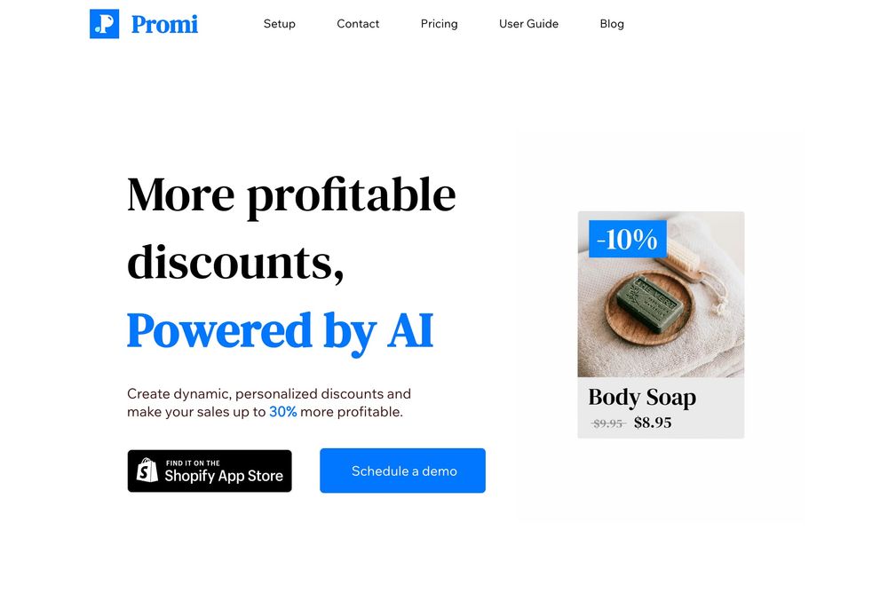 Promi website screenshot Promi website screenshot