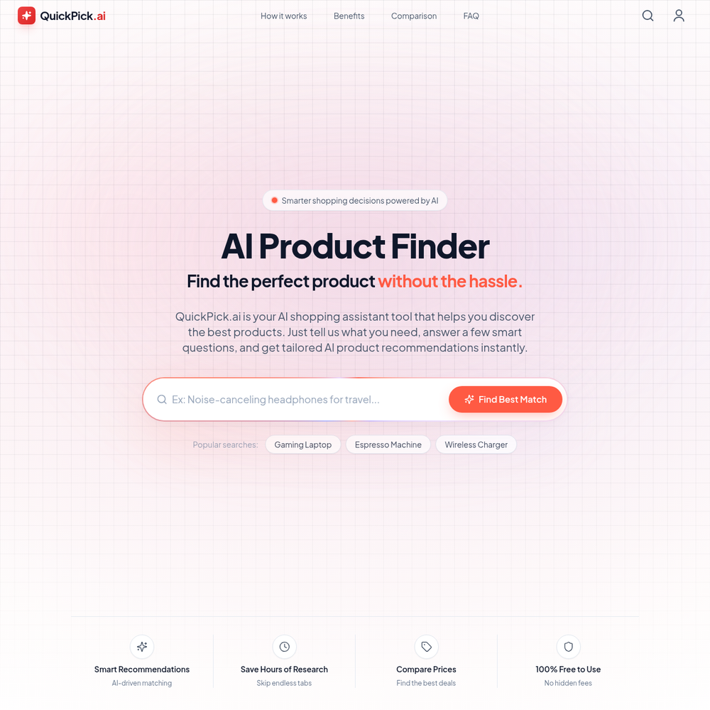 QuickPick.ai website screenshot QuickPick.ai website screenshot