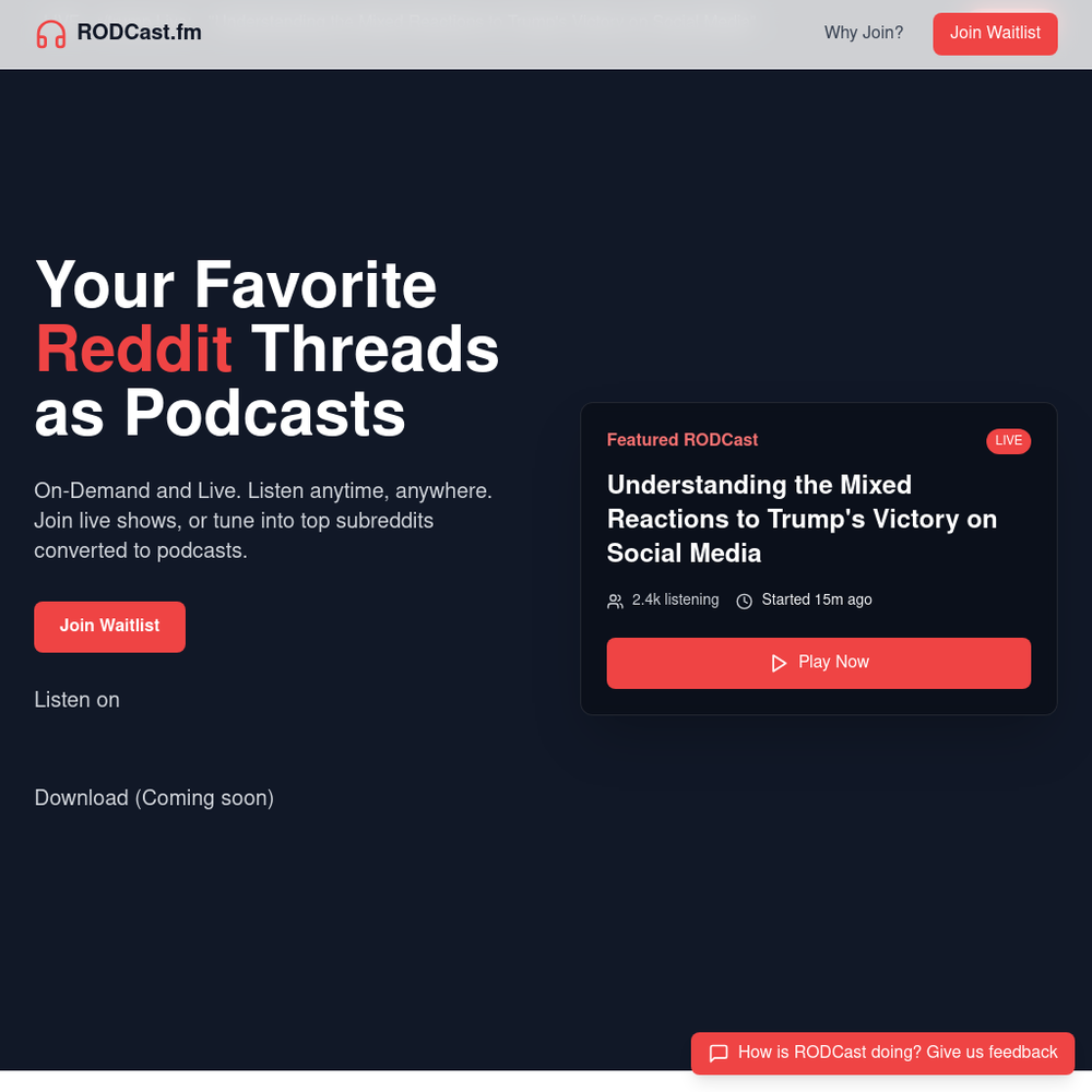 RODCast website screenshot RODCast website screenshot
