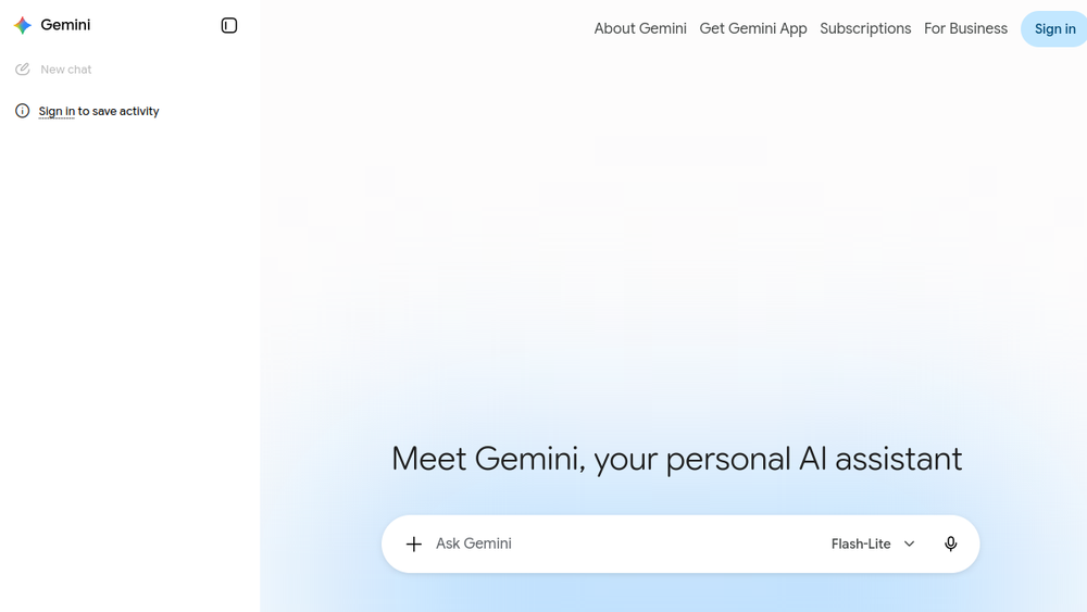 Gemini website screenshot Gemini website screenshot