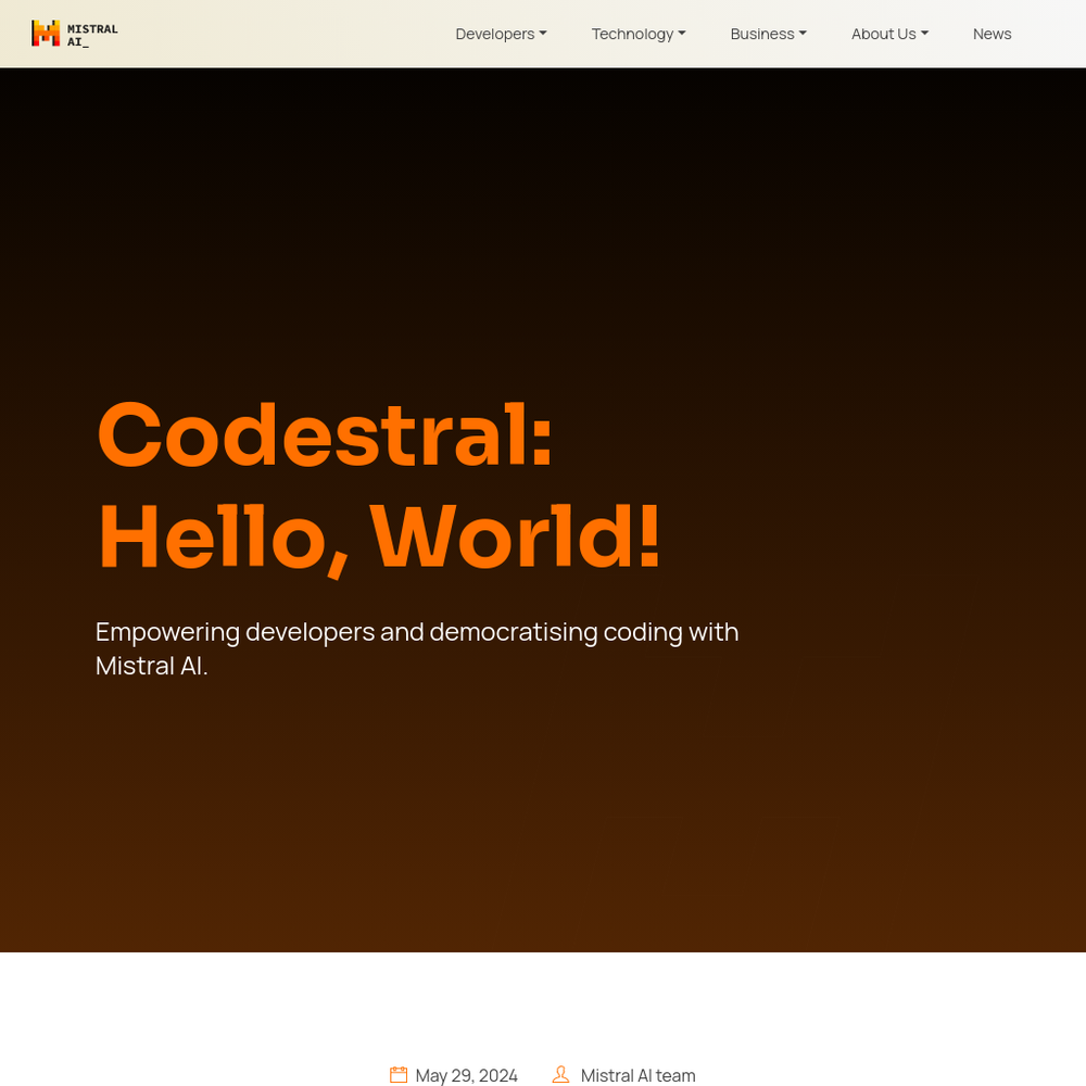 Codestral website screenshot Codestral website screenshot