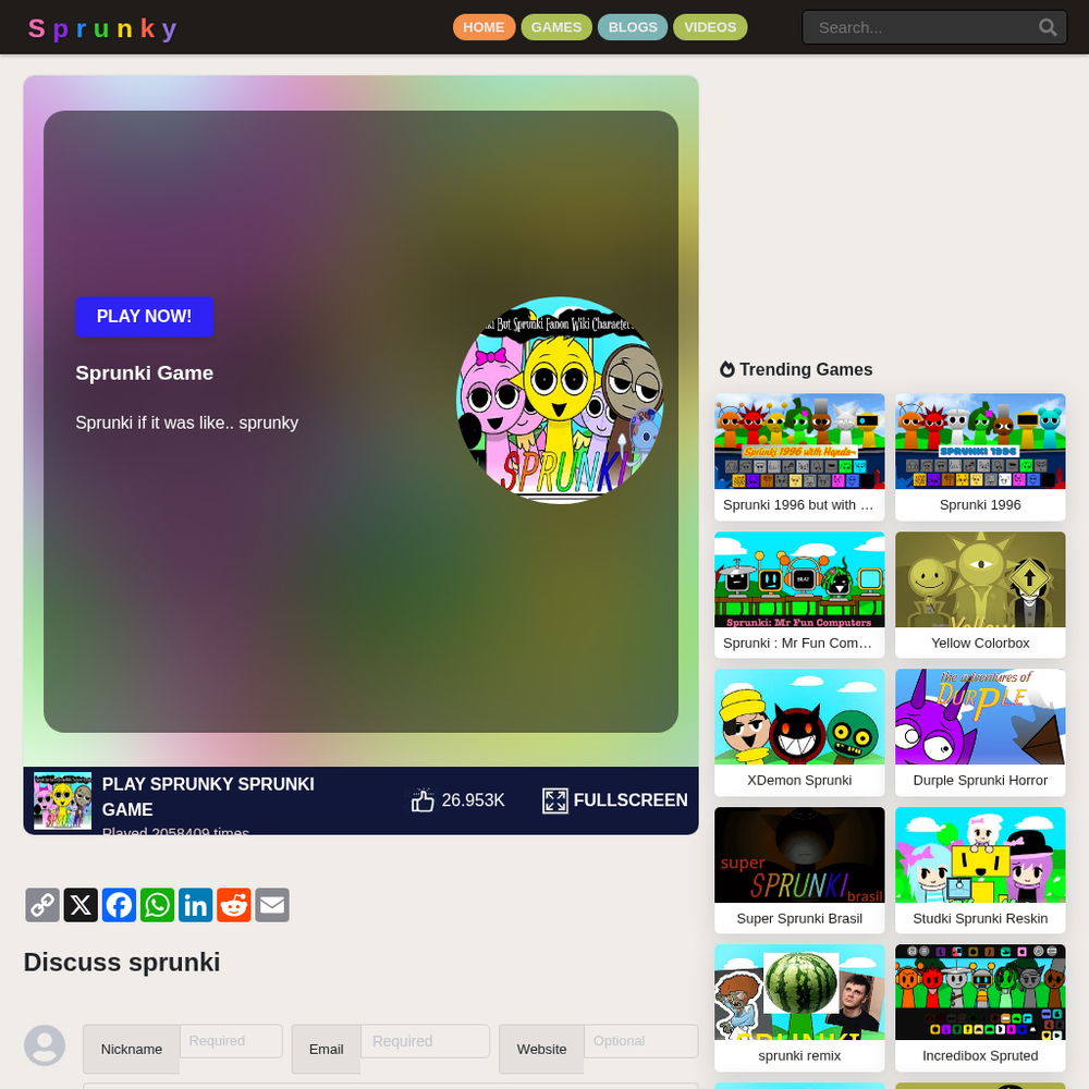 Sprunky website screenshot Sprunky website screenshot