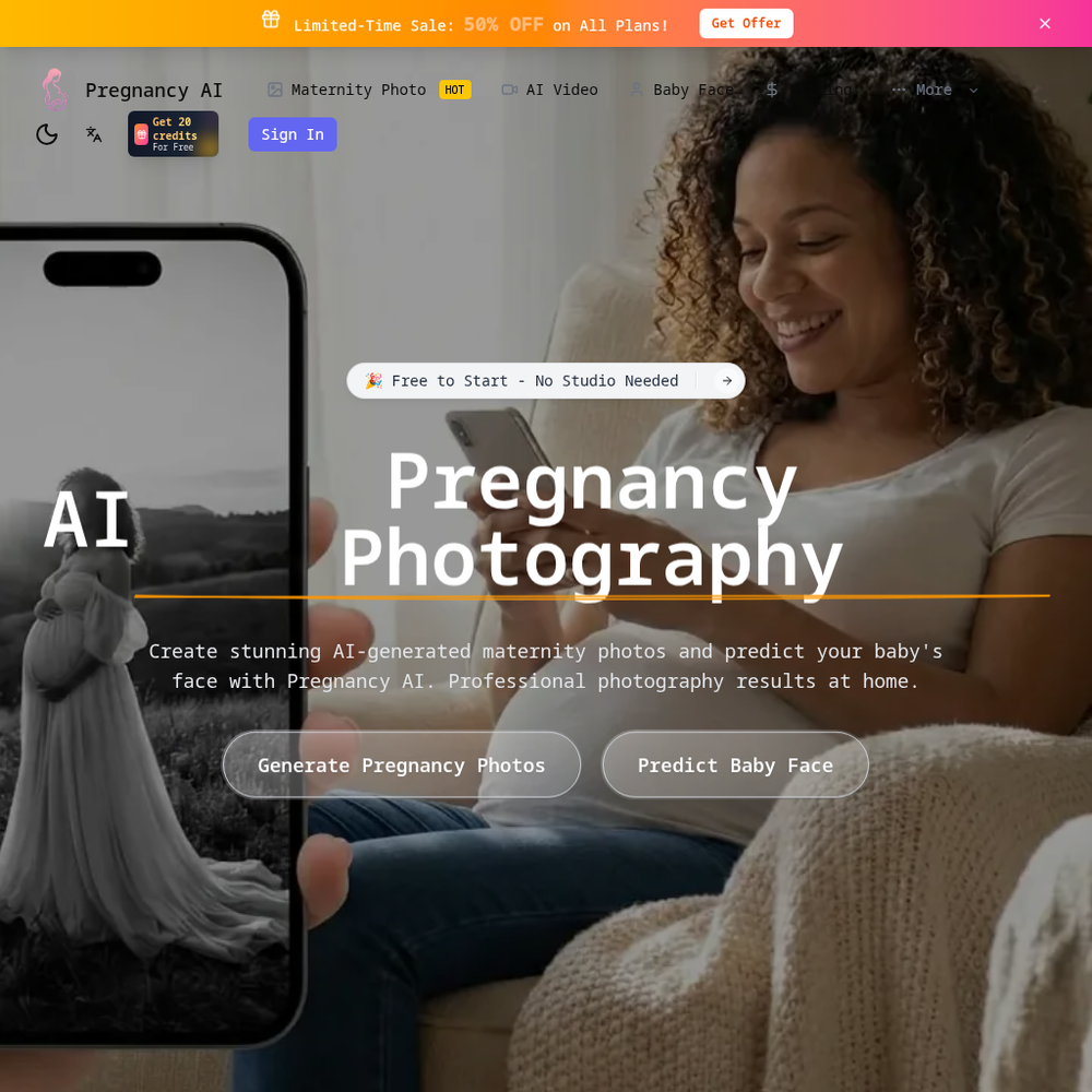 Pregnancy AI website screenshot Pregnancy AI website screenshot