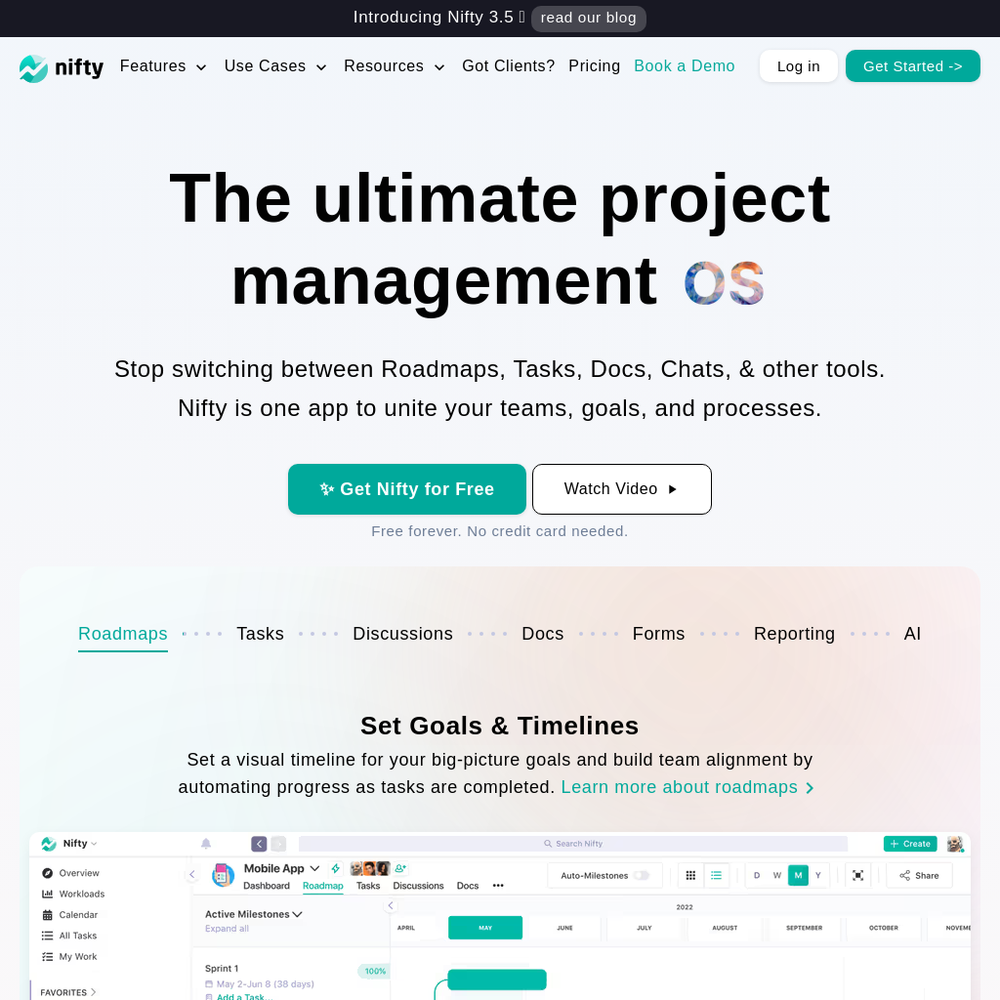 Nifty website screenshot Nifty website screenshot