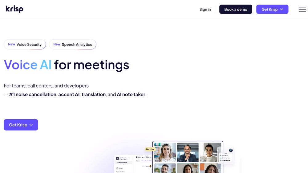Krisp website screenshot Krisp website screenshot