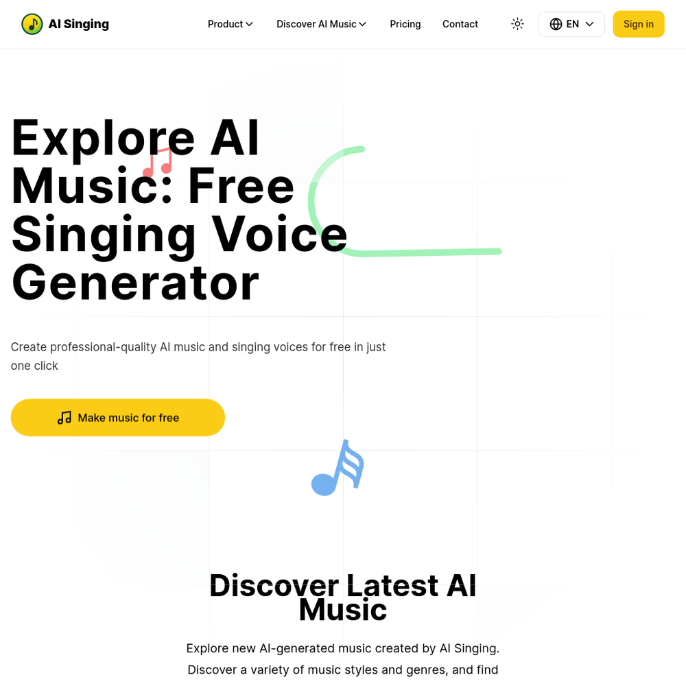 AI Singing website screenshot AI Singing website screenshot