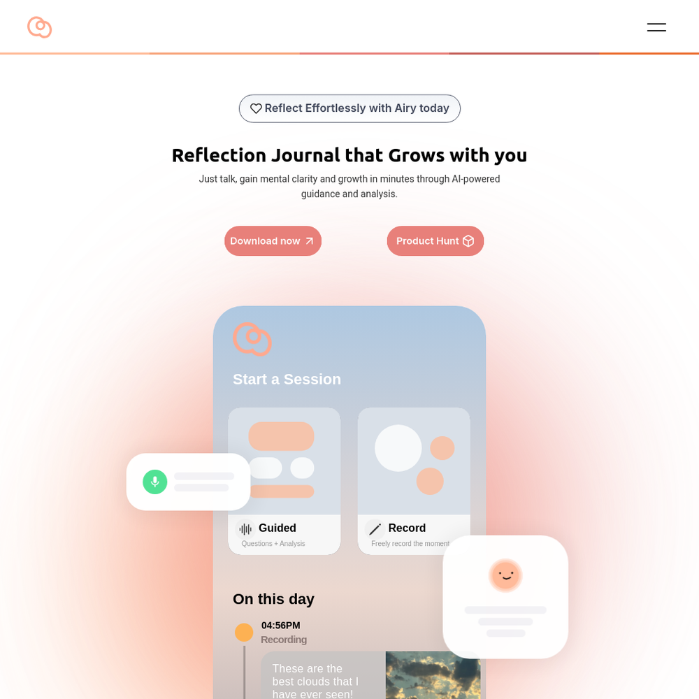 Airy website screenshot Airy website screenshot