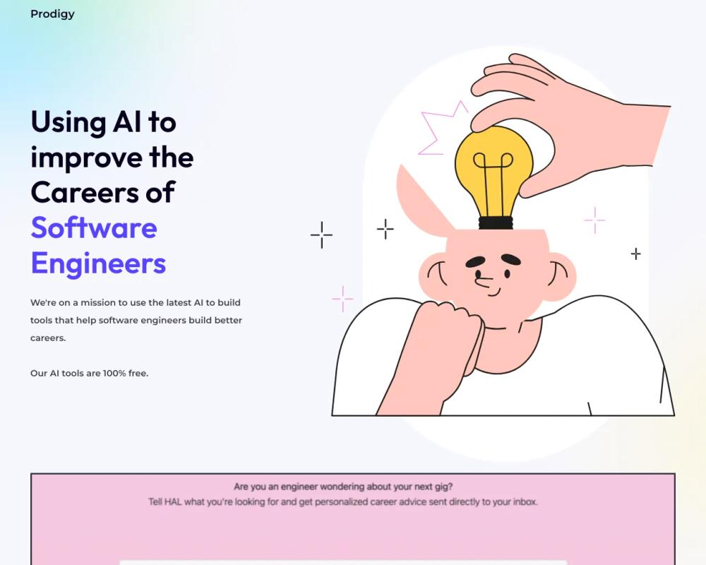 Prodigy AI website screenshot Prodigy AI website screenshot