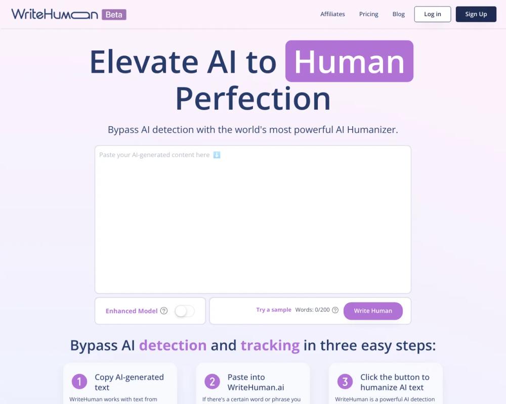 WriteHuman website screenshot WriteHuman website screenshot