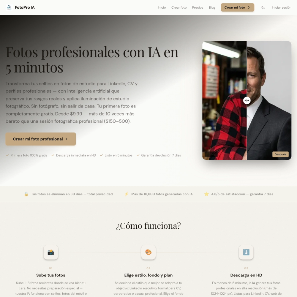 FotoPro IA website screenshot FotoPro IA website screenshot