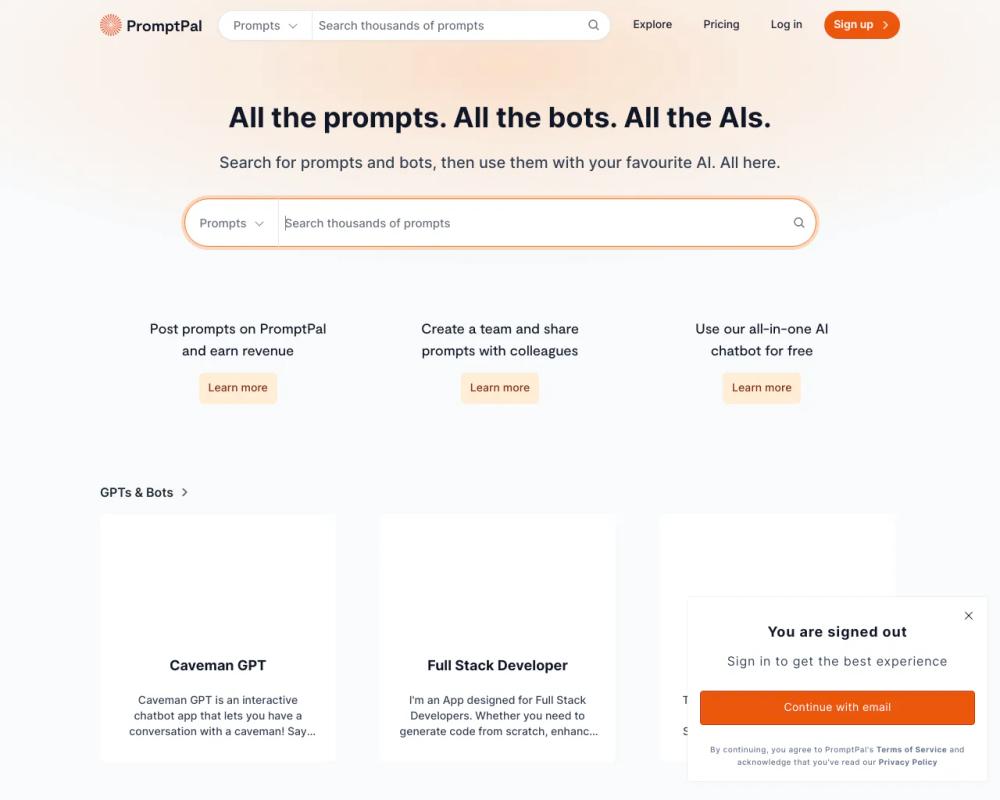 PromptPal website screenshot PromptPal website screenshot