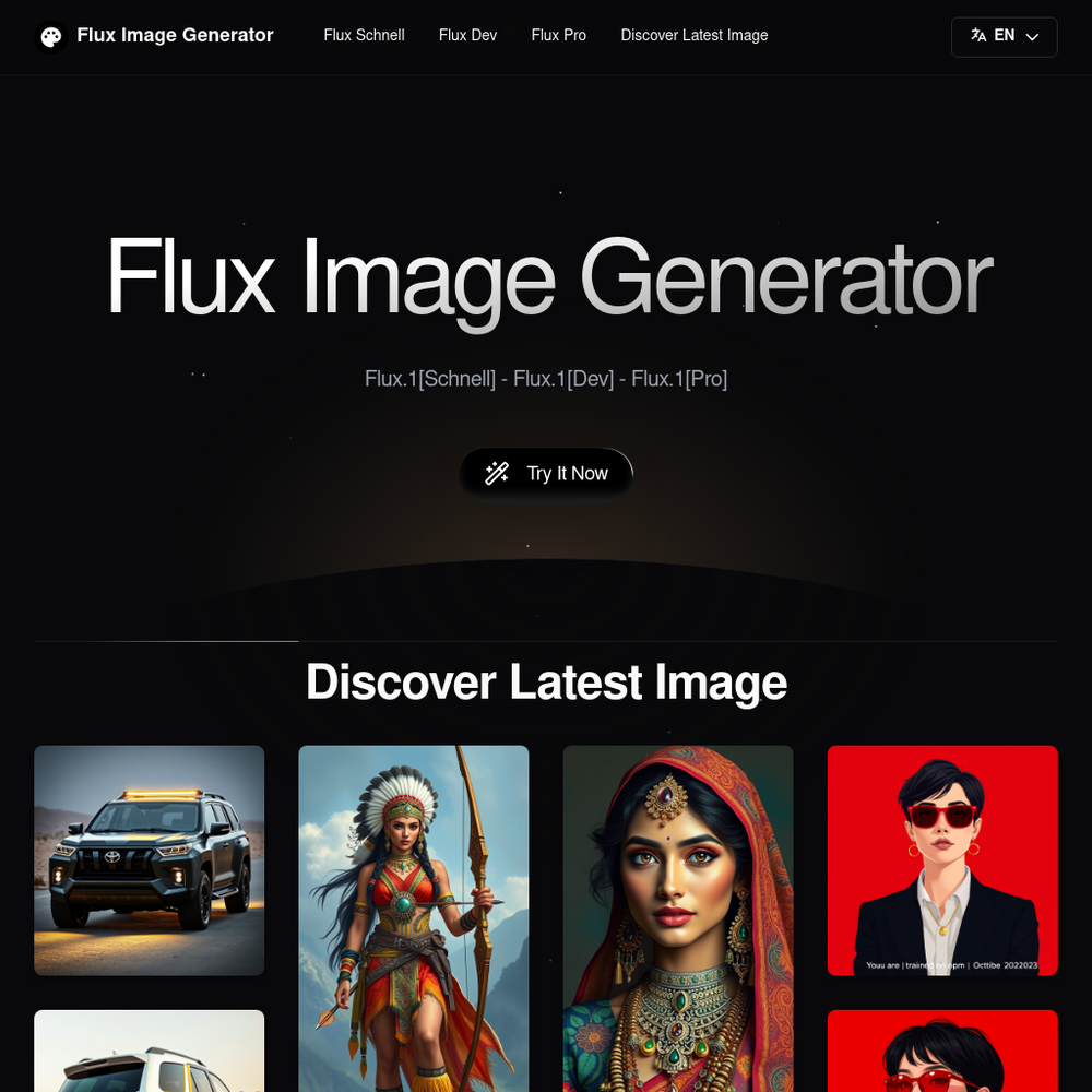 Flux Image Generator website screenshot Flux Image Generator website screenshot