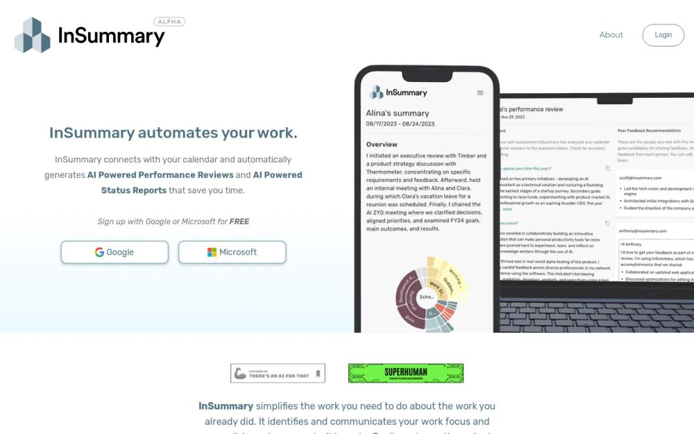 InSummary website screenshot InSummary website screenshot