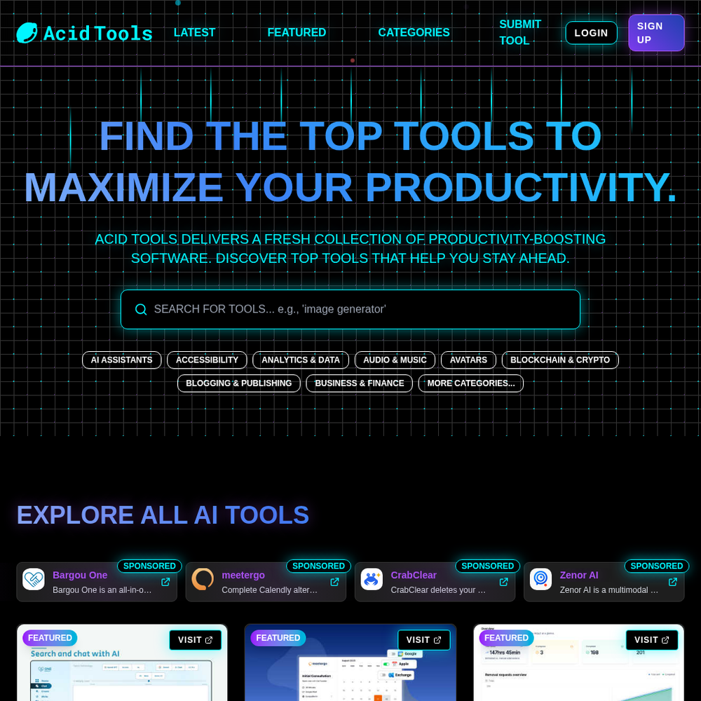 Acid Tools website screenshot Acid Tools website screenshot