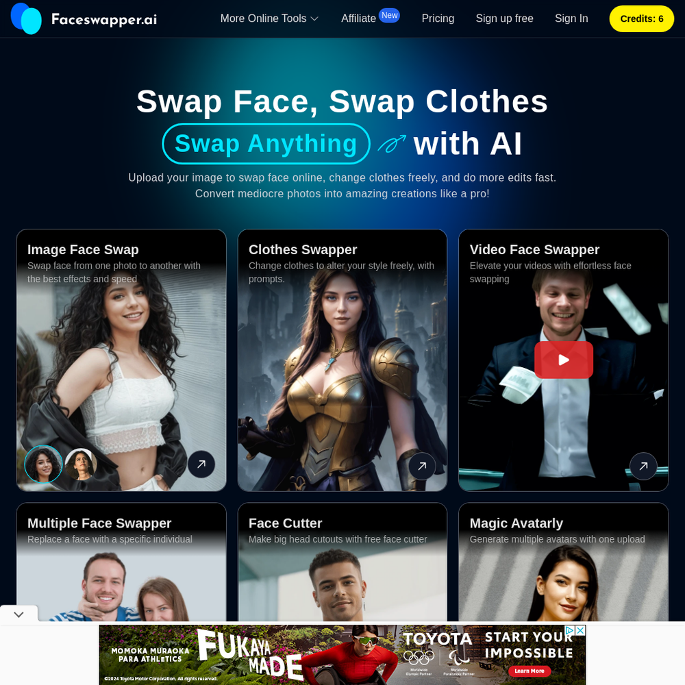 Face Swapper website screenshot Face Swapper website screenshot