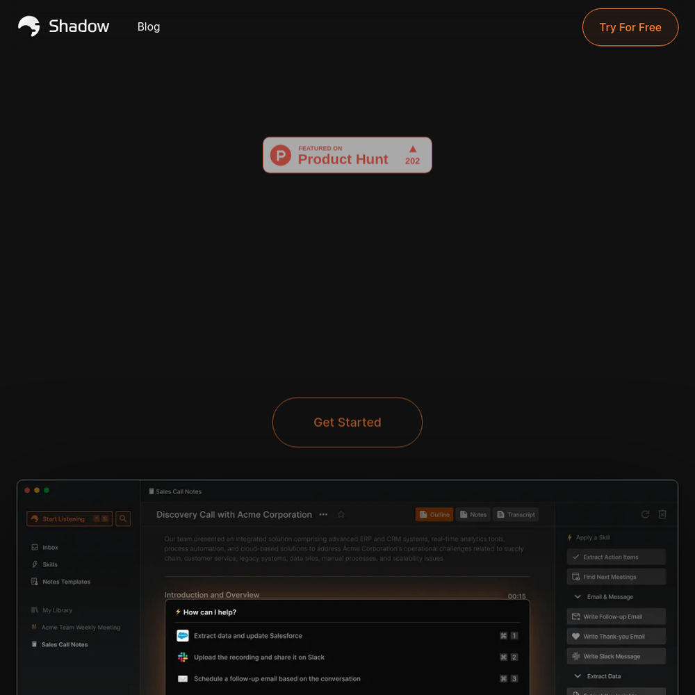 Shadow website screenshot Shadow website screenshot