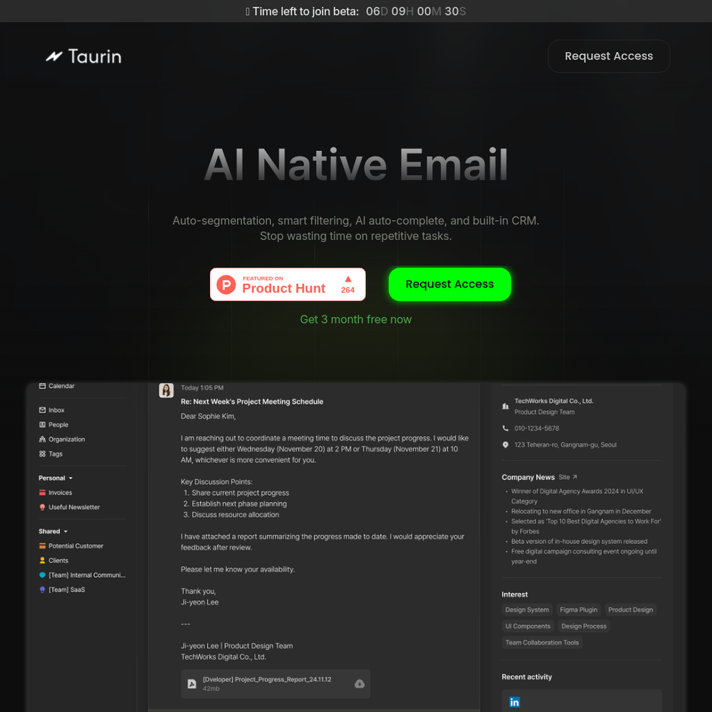 Taurin website screenshot Taurin website screenshot