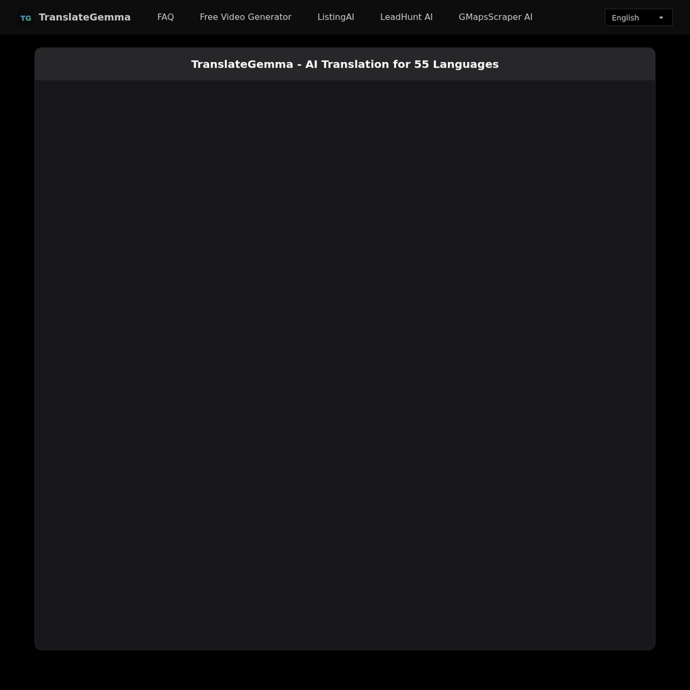 TranslateGemma website screenshot TranslateGemma website screenshot