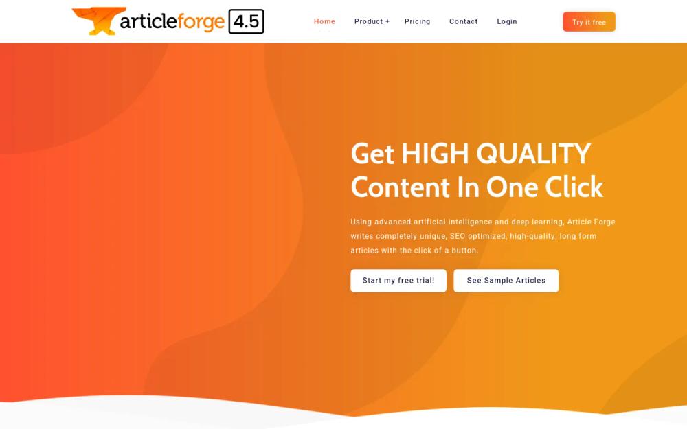 ArticleForge website screenshot ArticleForge website screenshot