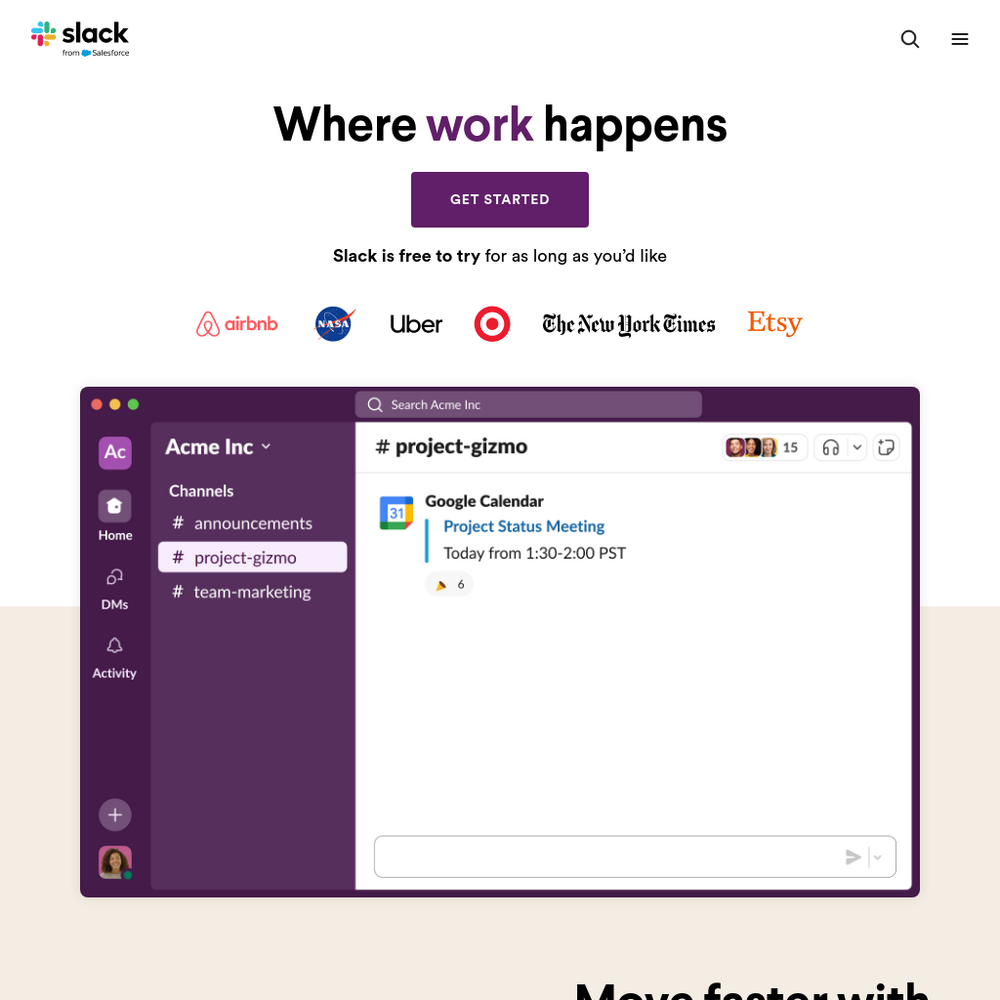 Slack website screenshot Slack website screenshot