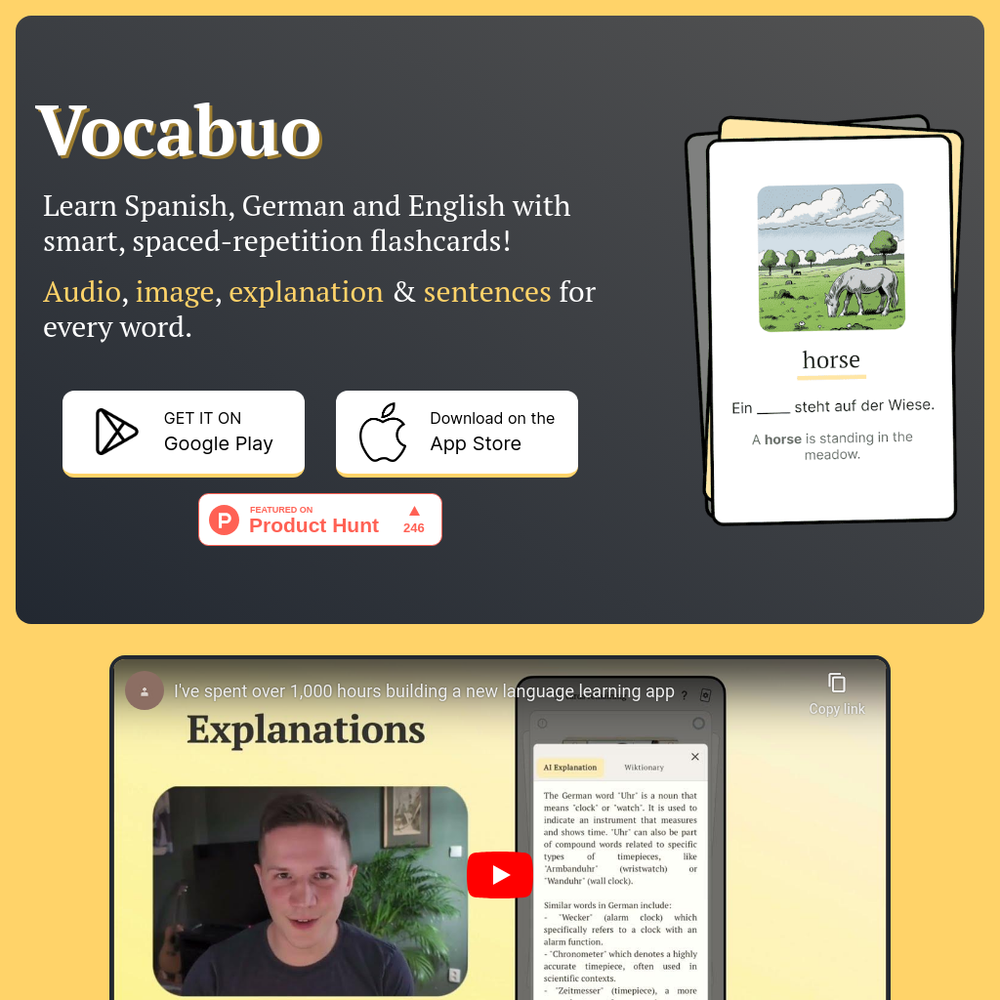 Vocabuo website screenshot Vocabuo website screenshot