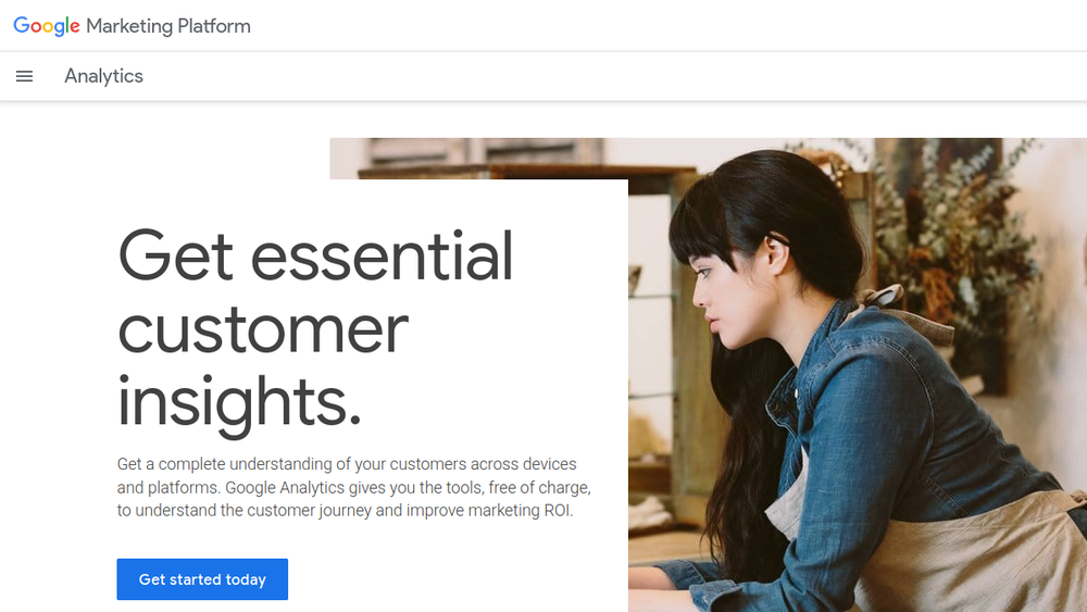 Google Analytics website screenshot Google Analytics website screenshot
