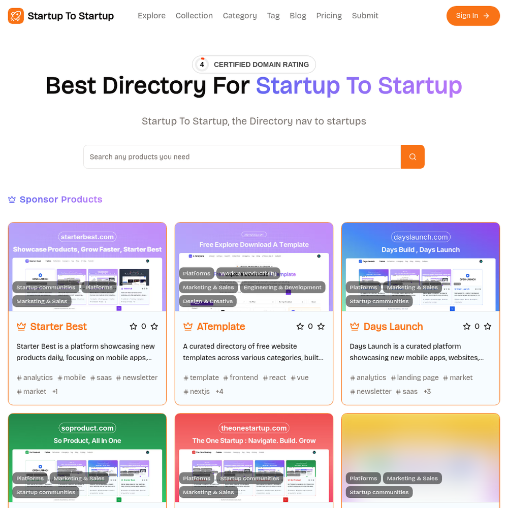 Startup To Startup website screenshot Startup To Startup website screenshot