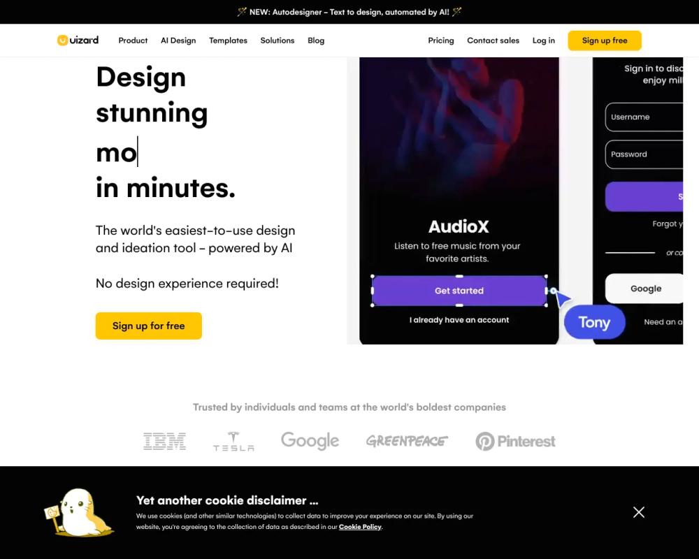 Uizard website screenshot Uizard website screenshot