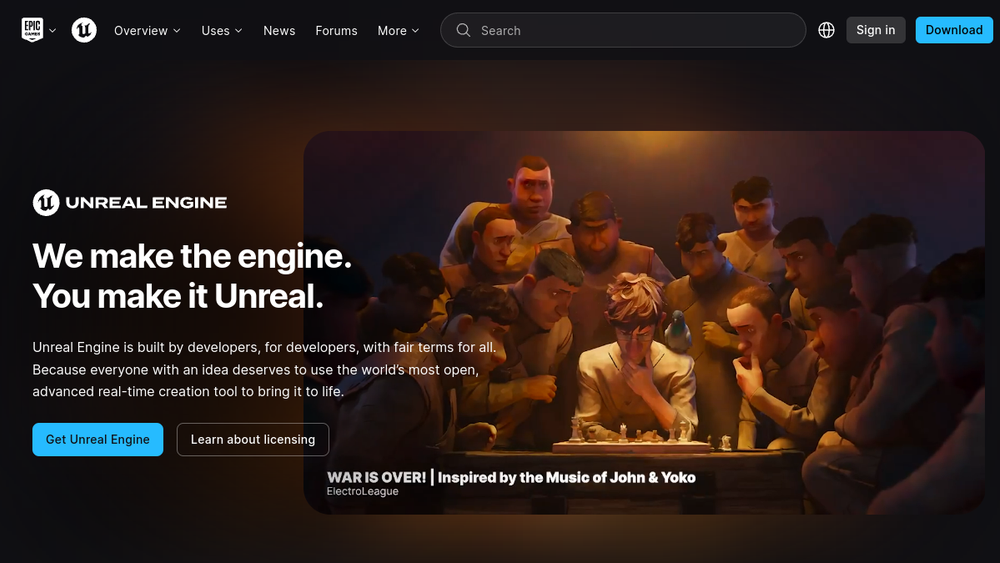 Unreal Engine website screenshot Unreal Engine website screenshot