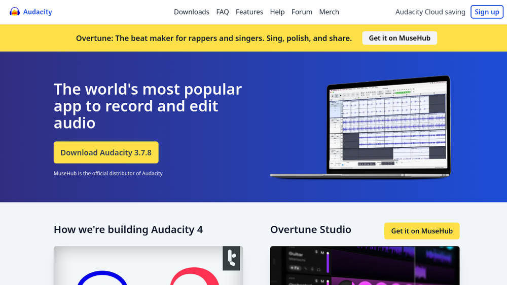 Audacity website screenshot Audacity website screenshot