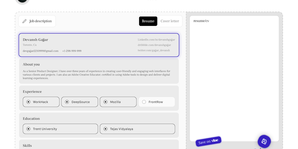 vitae website screenshot vitae website screenshot