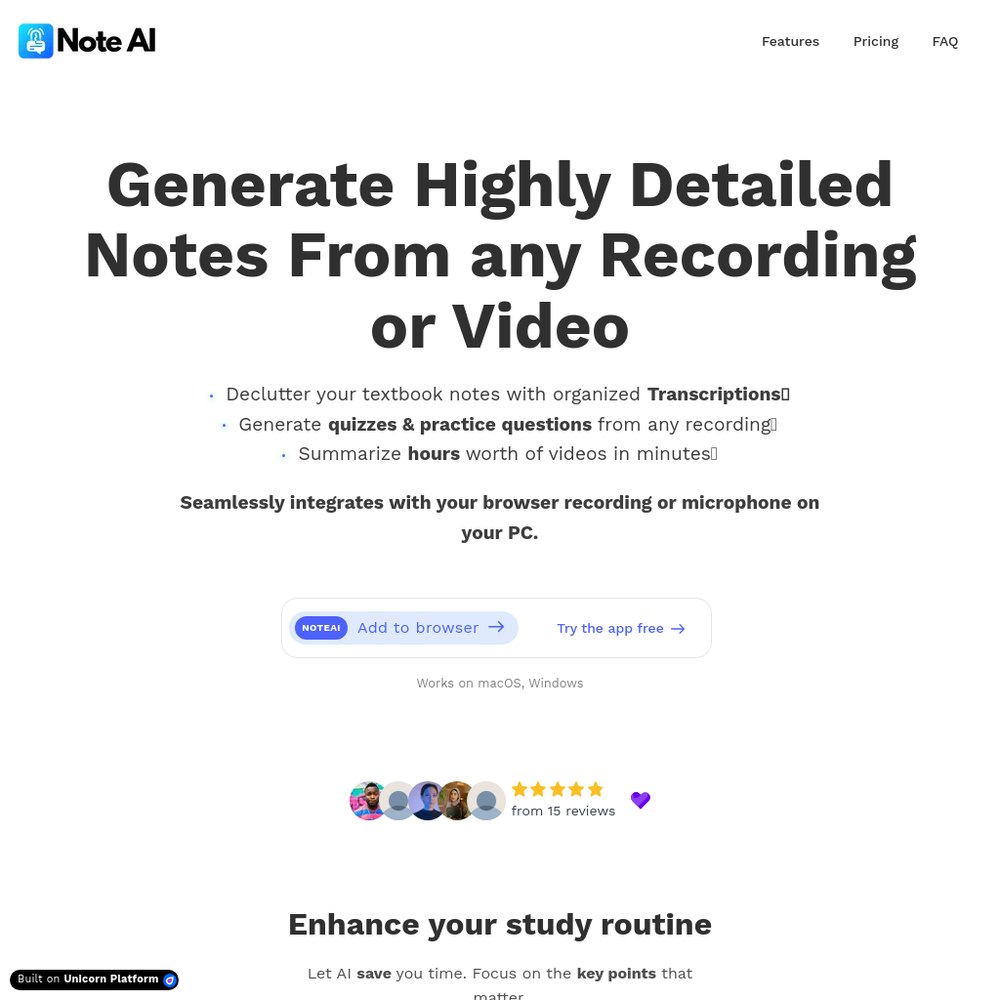 NoteAI website screenshot NoteAI website screenshot