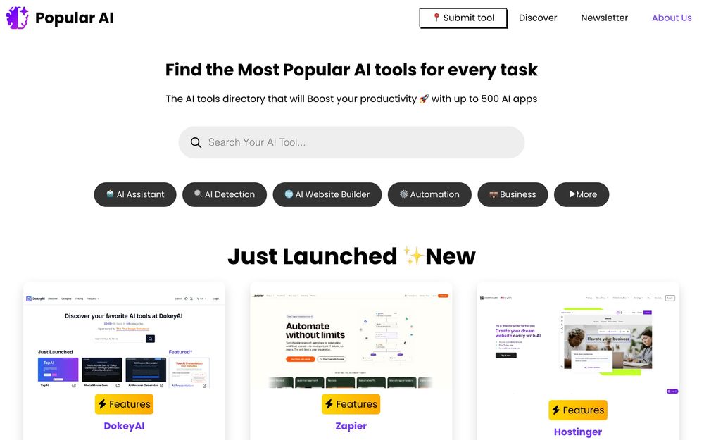 Popular AI website screenshot Popular AI website screenshot