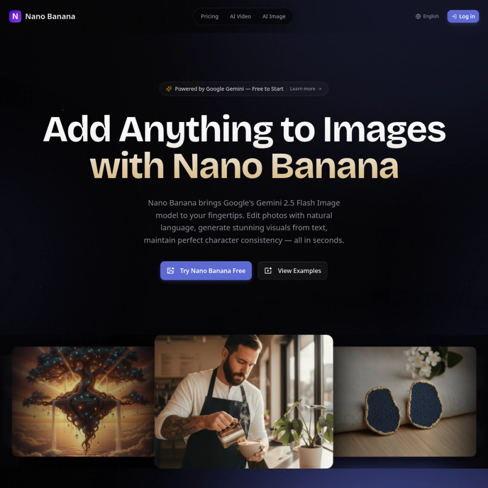 Nano Banana AI website screenshot Nano Banana AI website screenshot