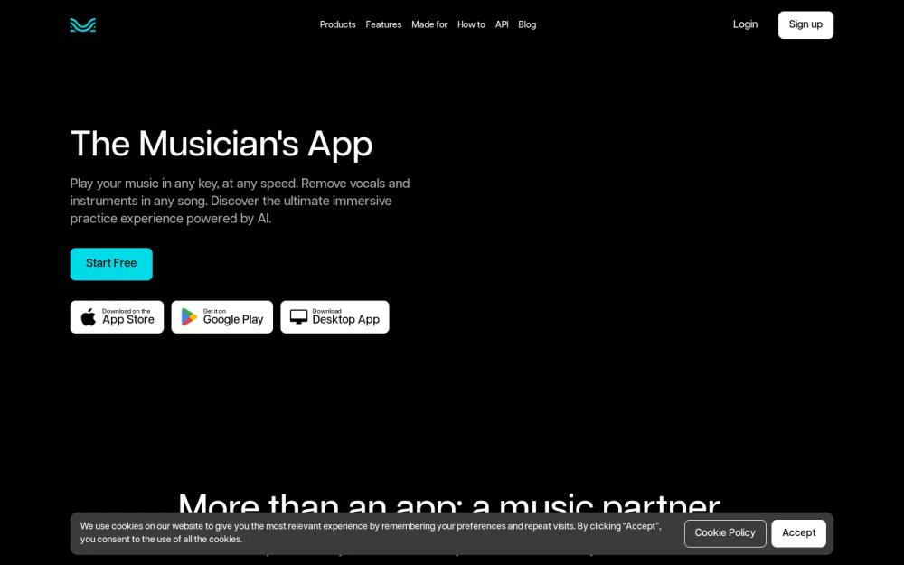 Moises App website screenshot Moises App website screenshot