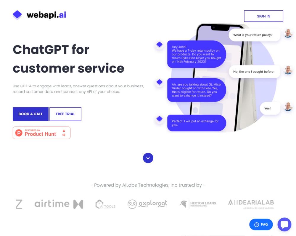 Webapi.ai 2.0 website screenshot Webapi.ai 2.0 website screenshot