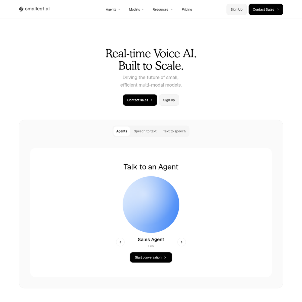 Smallest AI website screenshot Smallest AI website screenshot