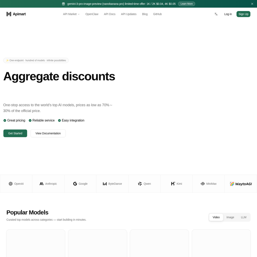 APIMart website screenshot APIMart website screenshot