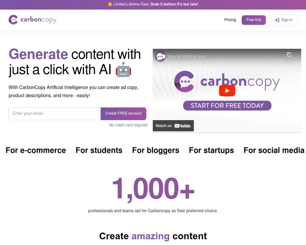 CarbonCopy website screenshot CarbonCopy website screenshot