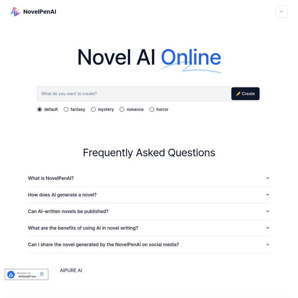 NovelPenAI website screenshot NovelPenAI website screenshot