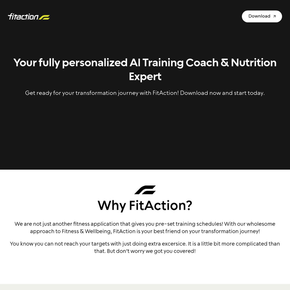 FitAction website screenshot FitAction website screenshot