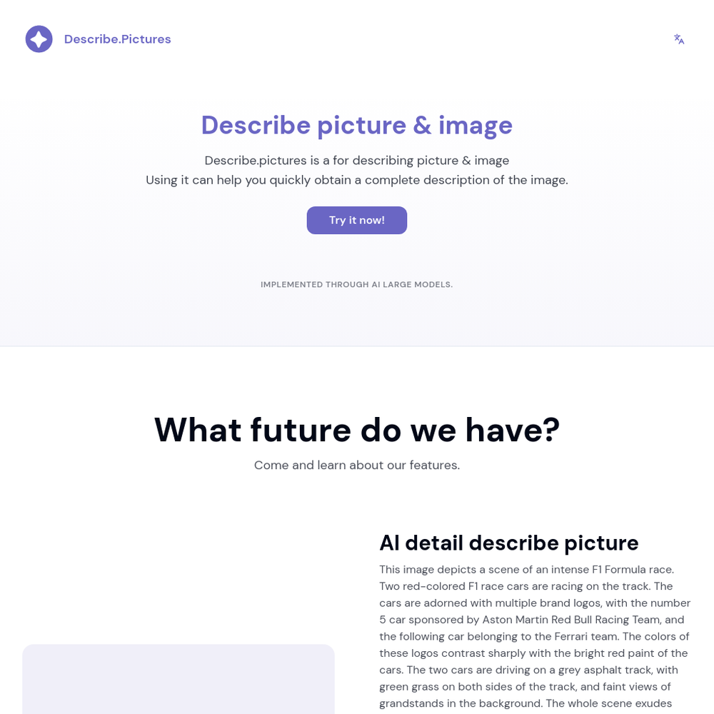 Describe Pictures website screenshot Describe Pictures website screenshot