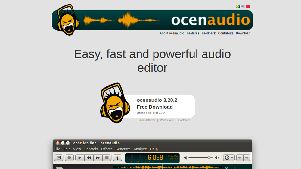 ocenaudio website screenshot ocenaudio website screenshot