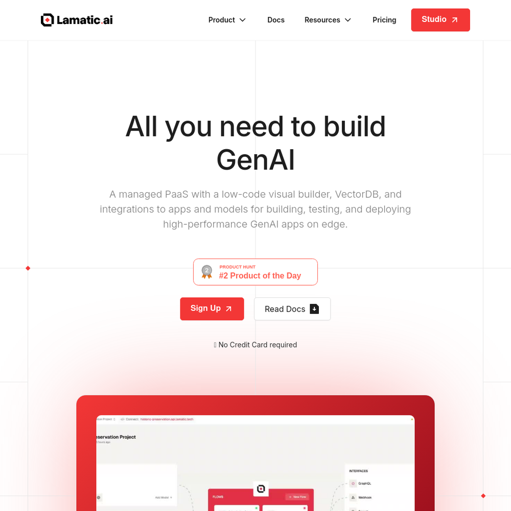 Lamatic AI website screenshot Lamatic AI website screenshot