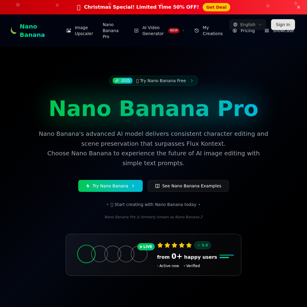 Nano Banana website screenshot Nano Banana website screenshot