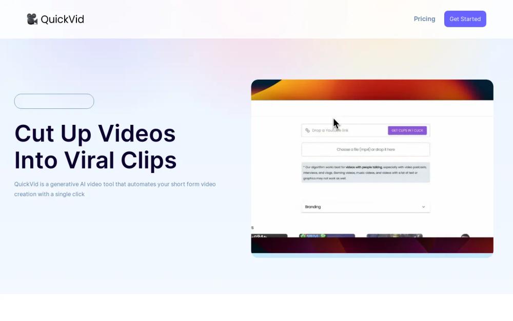 QuickVid website screenshot QuickVid website screenshot