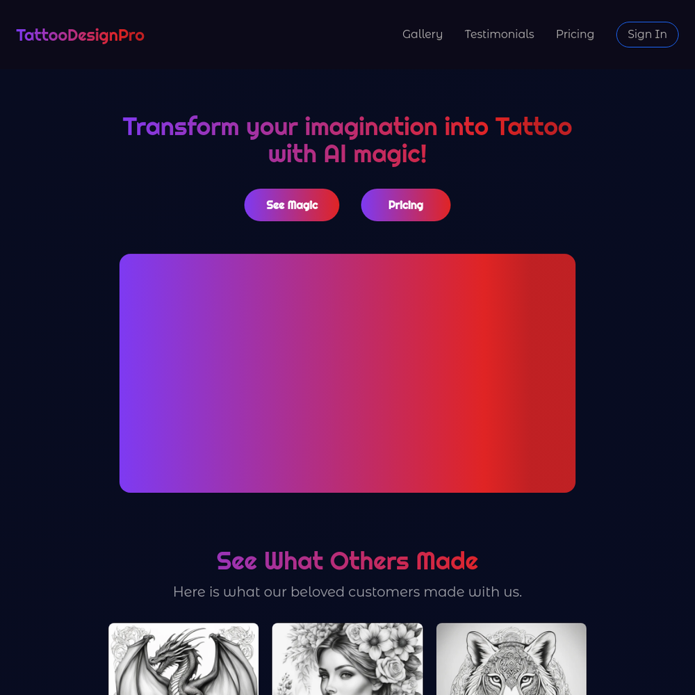 Tattoo Design Pro website screenshot Tattoo Design Pro website screenshot