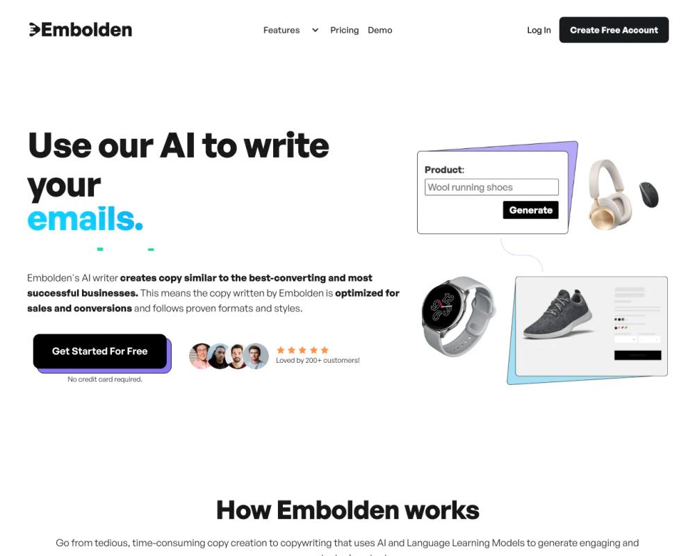 Embolden website screenshot Embolden website screenshot